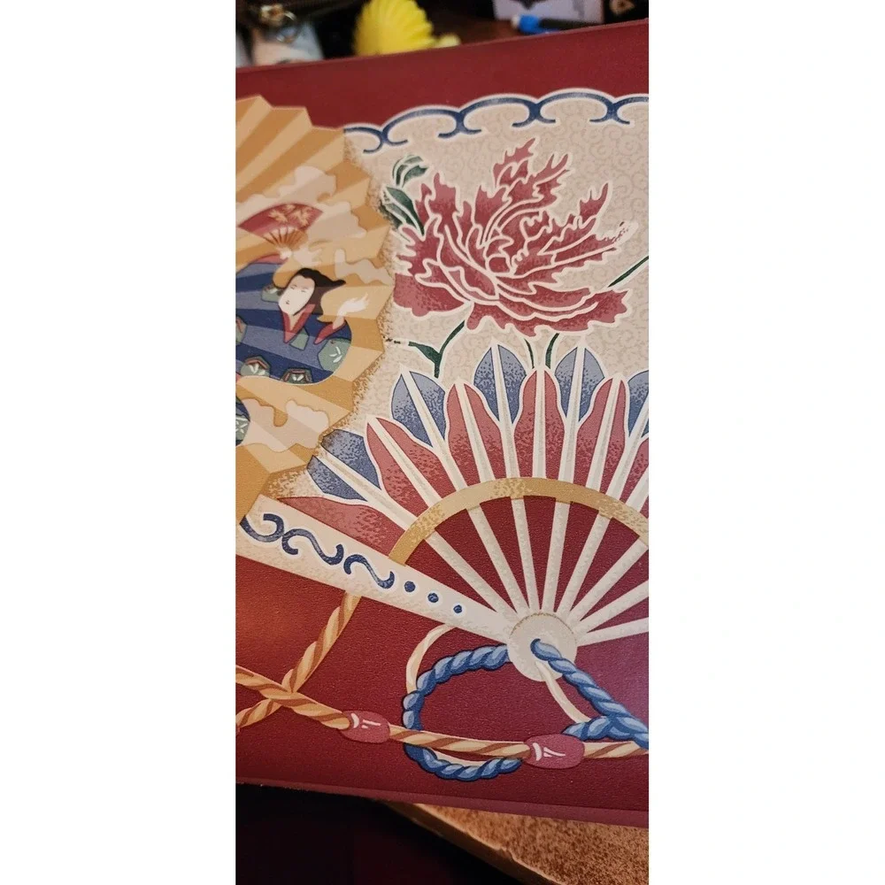 Vintage Imperial Wallpaper Border 6 Rolls Geisha Japanese Fans Floral 30 Yards+